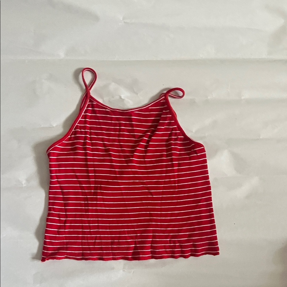 Brandy Melville Red and White Striped Top